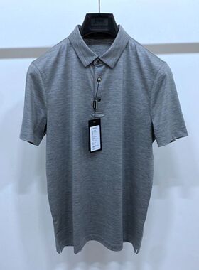 夏装薄款 灰色翻领 三粒扣 绵羊毛 凉感透气 百搭通勤男士短袖T恤