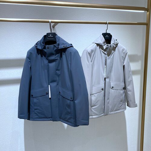 方仕男士白鹅绒立领脱卸帽羽绒服