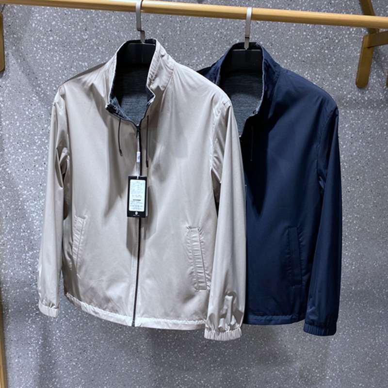 羊毛混纺立领双面穿男士茄克