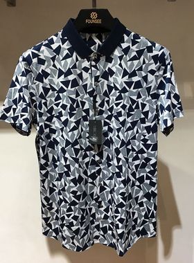 特卖 法莱凯帝 FLAKODE 夏季薄款 翻领单排扣 纯棉 男士短袖T恤