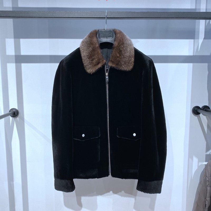 冬装 黑色翻领拉链 进口貂绒 轻奢保暖 白搭通勤男士裘皮 样衣,男装,皮草,淘宝优惠券,粉丝福利购,淘宝优惠卷