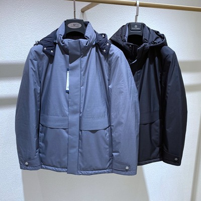 方仕立领脱卸帽白鹅绒男士羽绒服