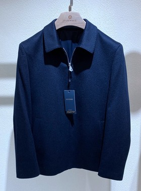 方仕 秋冬装 翻领 YKK拉链 山羊绒毛呢 行政百搭 男士茄克6980