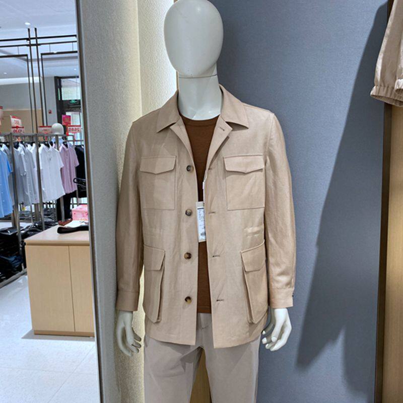 方仕 春夏薄款 浅驼翻领单排扣 轻奢百搭通勤 无里衬猎装男士风衣