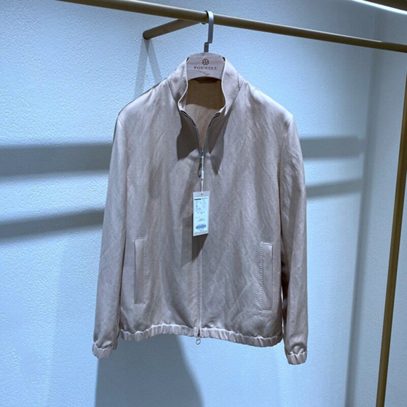 26春装 方仕 浅驼色 立领拉链 轻薄透气 百搭通勤 无里衬男士茄克