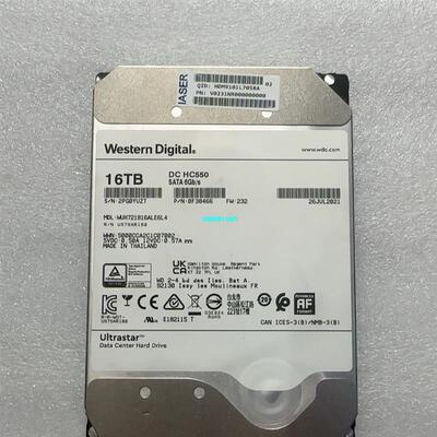 【议价】西数16T企业级硬盘，型号HC550，SATA接口，7200