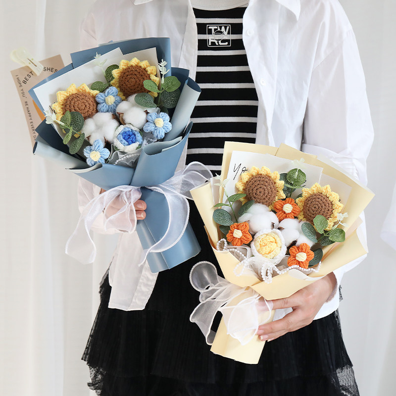 手工编织花束成品向日葵仿真花圣诞节送老师妈妈女生闺蜜生日礼物