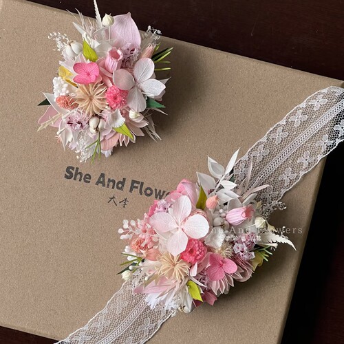 森系手腕花婚礼永生花胸花