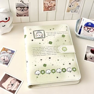 四叶草小熊A4追星收纳卡册PU外壳透明四宫格活页爱豆专辑小卡收纳