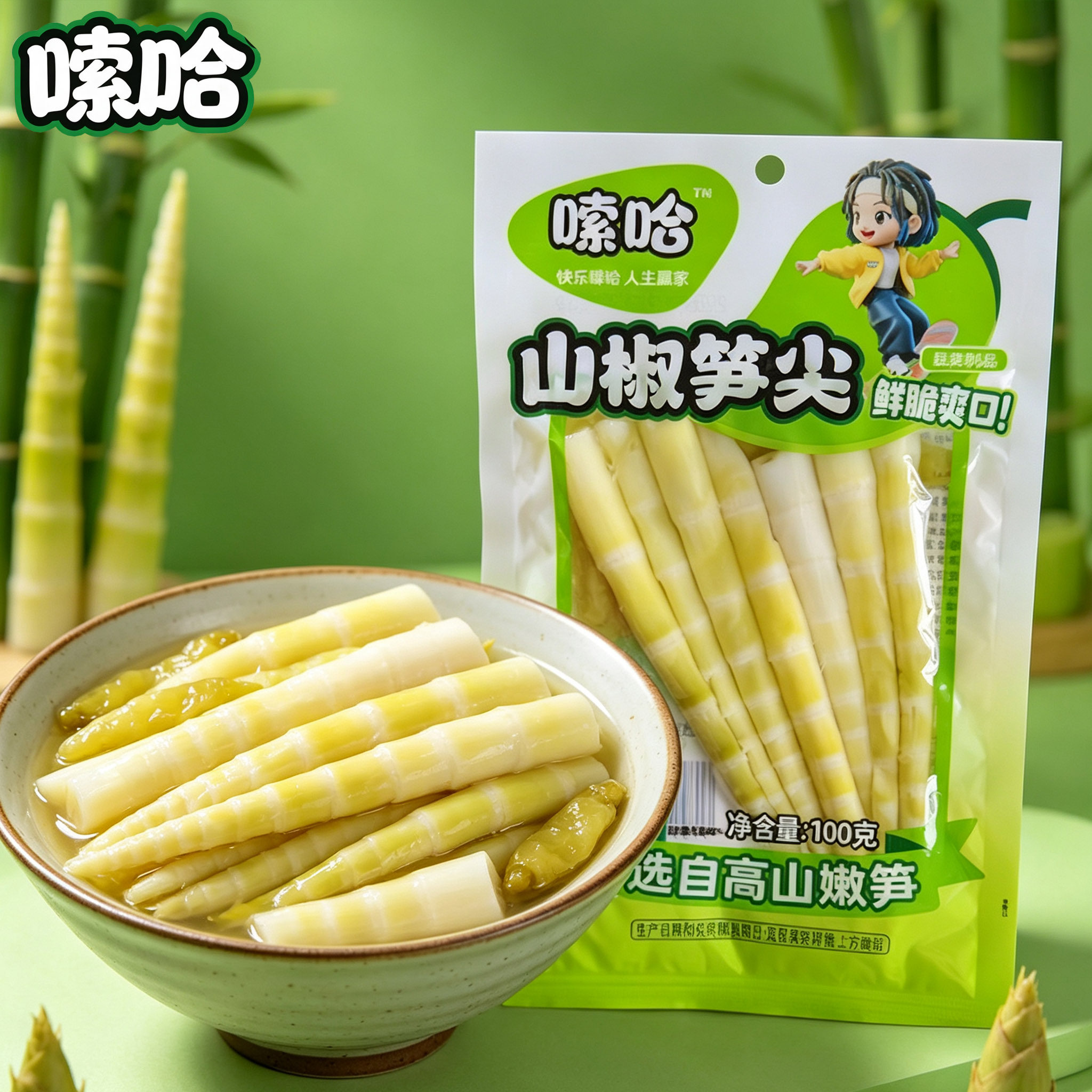 嗦哈山椒笋尖泡椒笋片100g小包装散装小零食即食袋装笋丝批发小吃
