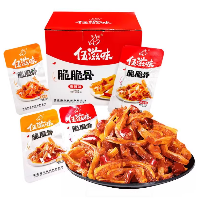 伍滋味脆脆骨13g*30包盒装陶伍香辣猪脆骨猪软骨麻辣零食湖南特产