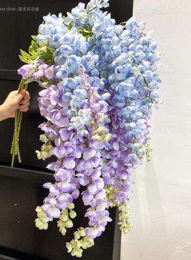 阿勃勒紫藤花仿真垂吊植物中式假花婚礼紫色绢花酒店吊顶装饰遮丑