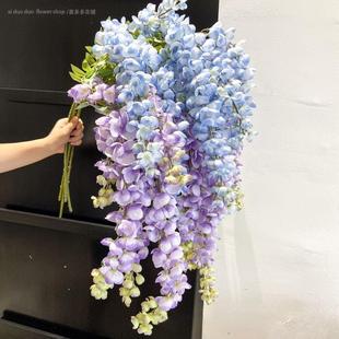 阿勃勒紫藤花仿真垂吊植物中式假花婚礼紫色绢花酒店吊顶装饰遮丑