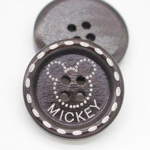 纽扣扣子专卖 咖啡色四眼小熊木质木头扣 大衣毛衣扣 风衣外套扣