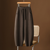 双面绒镰刀裤 女秋冬高腰休闲香蕉阔腿裤 冬季 高端正品 加厚弯刀裤 子