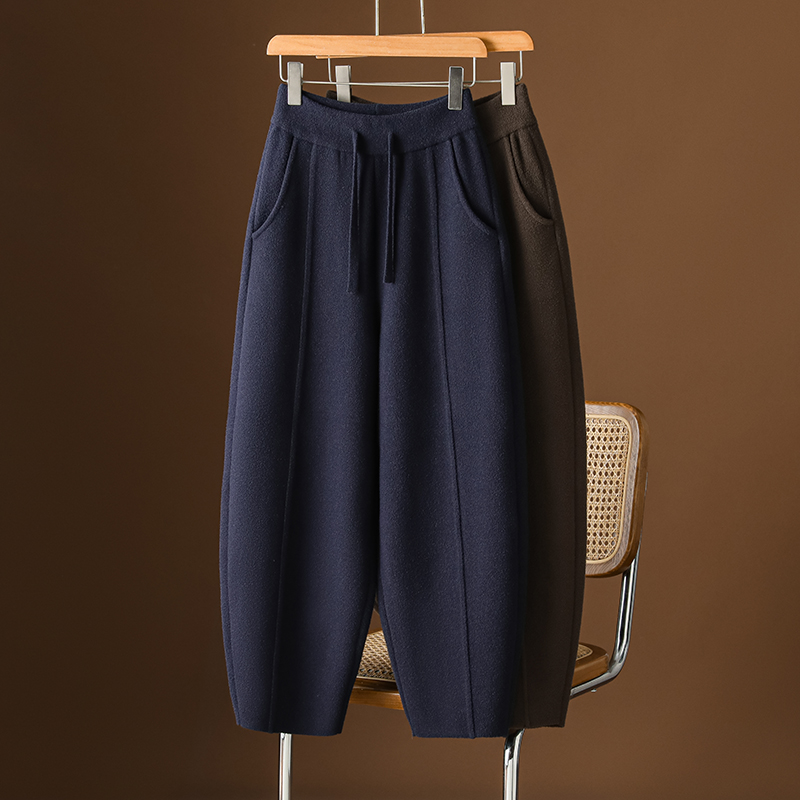 重磅双面绒香蕉裤女秋冬加厚宽松镰刀阔腿裤高腰哈伦休闲弯刀裤潮