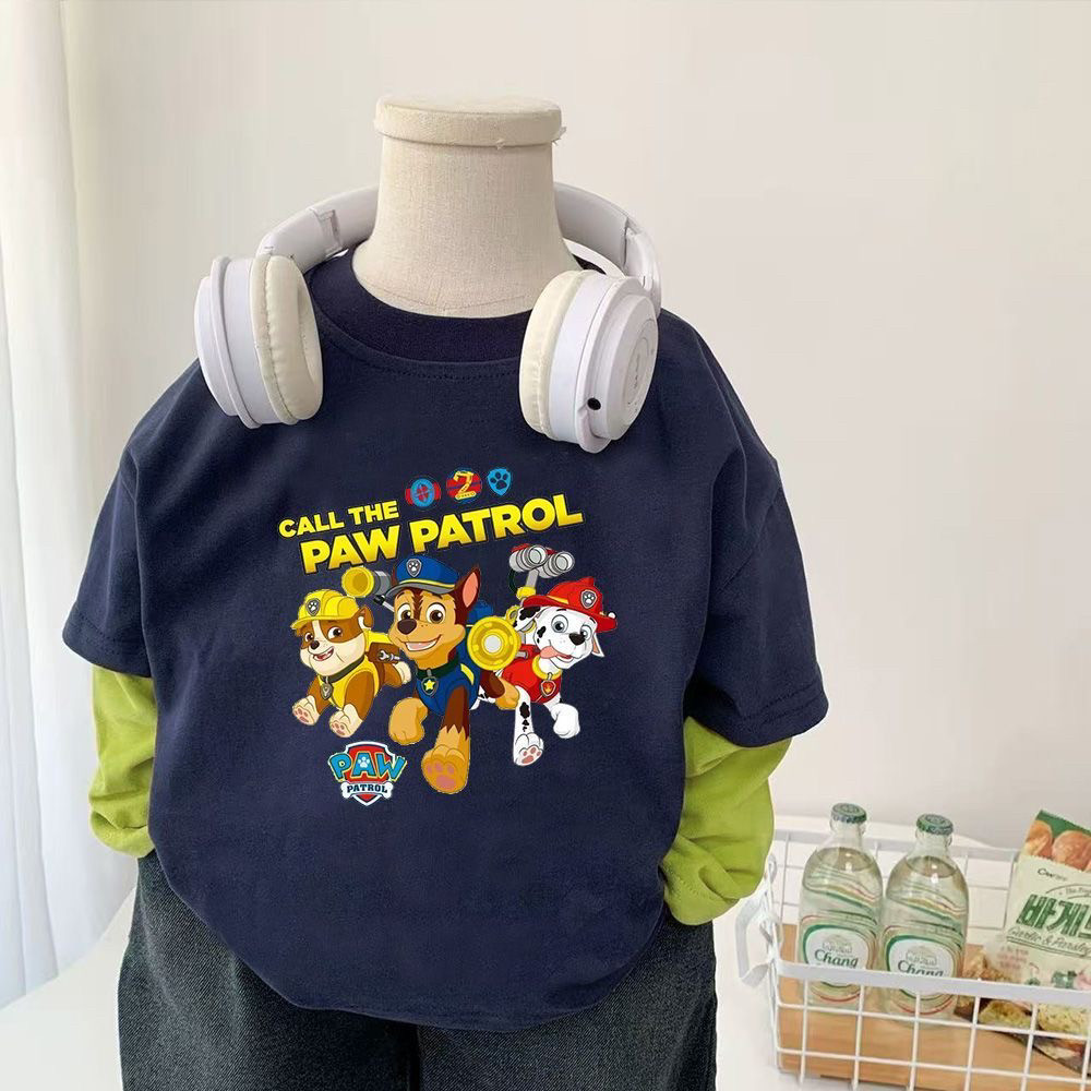 儿童汪汪队衣服秋季纯棉长袖T恤男女童兄妹亲子装幼儿园外穿上衣