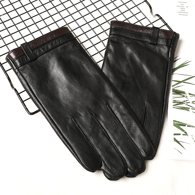 冬季兽王男士真皮手套触屏加绒绵羊皮保暖骑行开车手套礼盒装送人