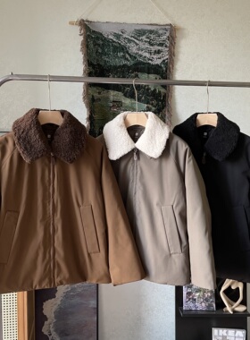 浦吉U家 日系男女情侣款摇粒绒翻领宽松休闲棉服外套夹克 PJ78580