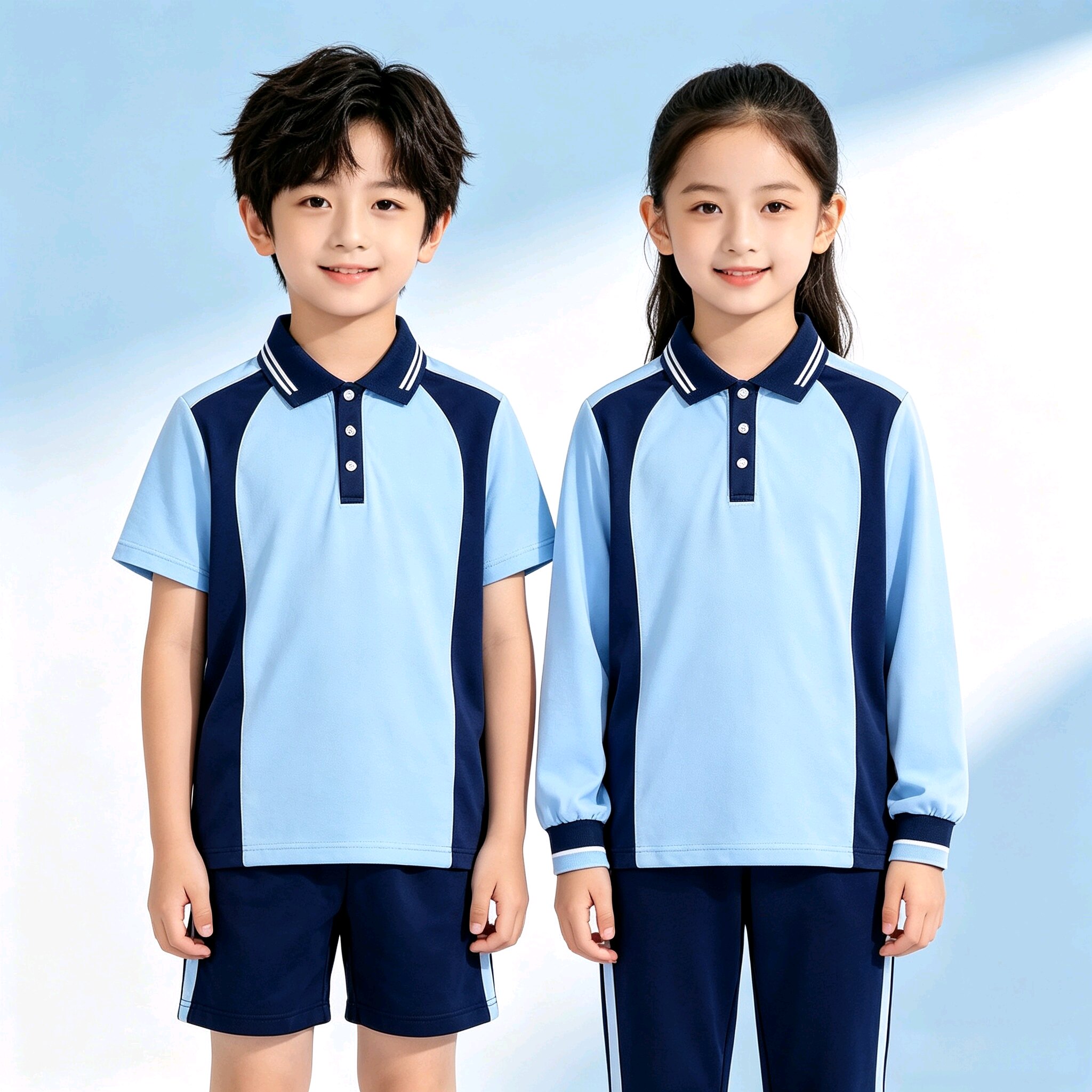 东莞统一校服小学初高中学生新款运动服短袖短裤夏薄长裤长袖套装