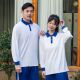 男女情侣网红套装 高中生初中学生班服蓝白上衣长裤 长袖 校服polo衫
