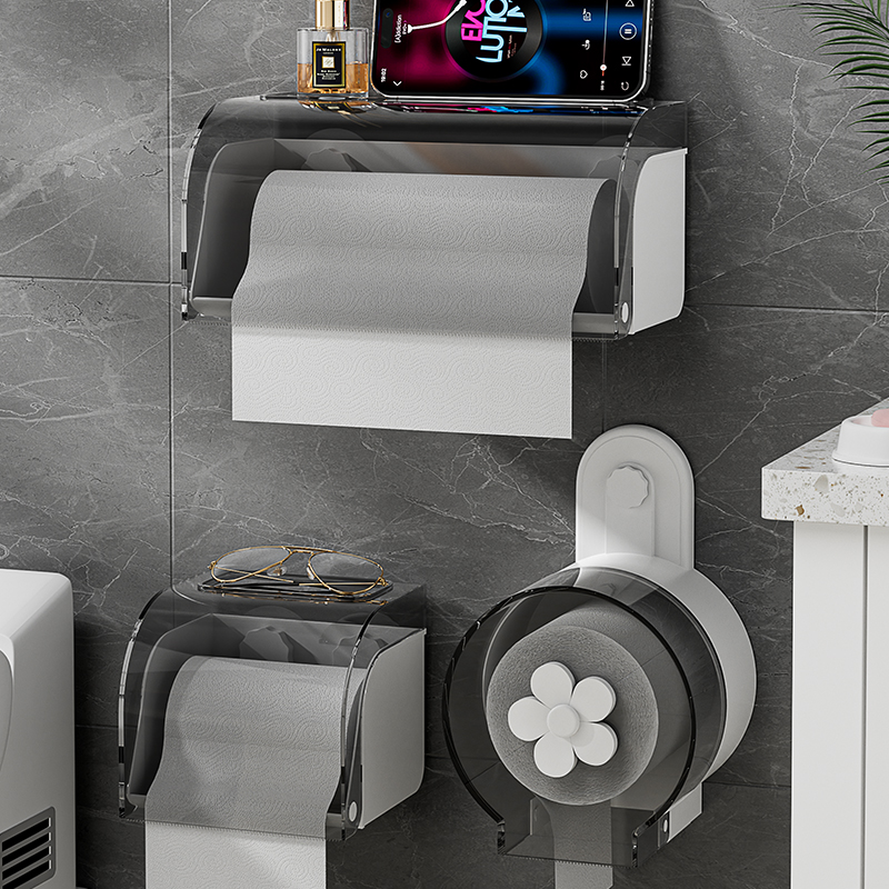 纸巾盒厕所卫生间厕纸盒壁挂式防水免打孔卫生纸卷纸置物架抽纸盒