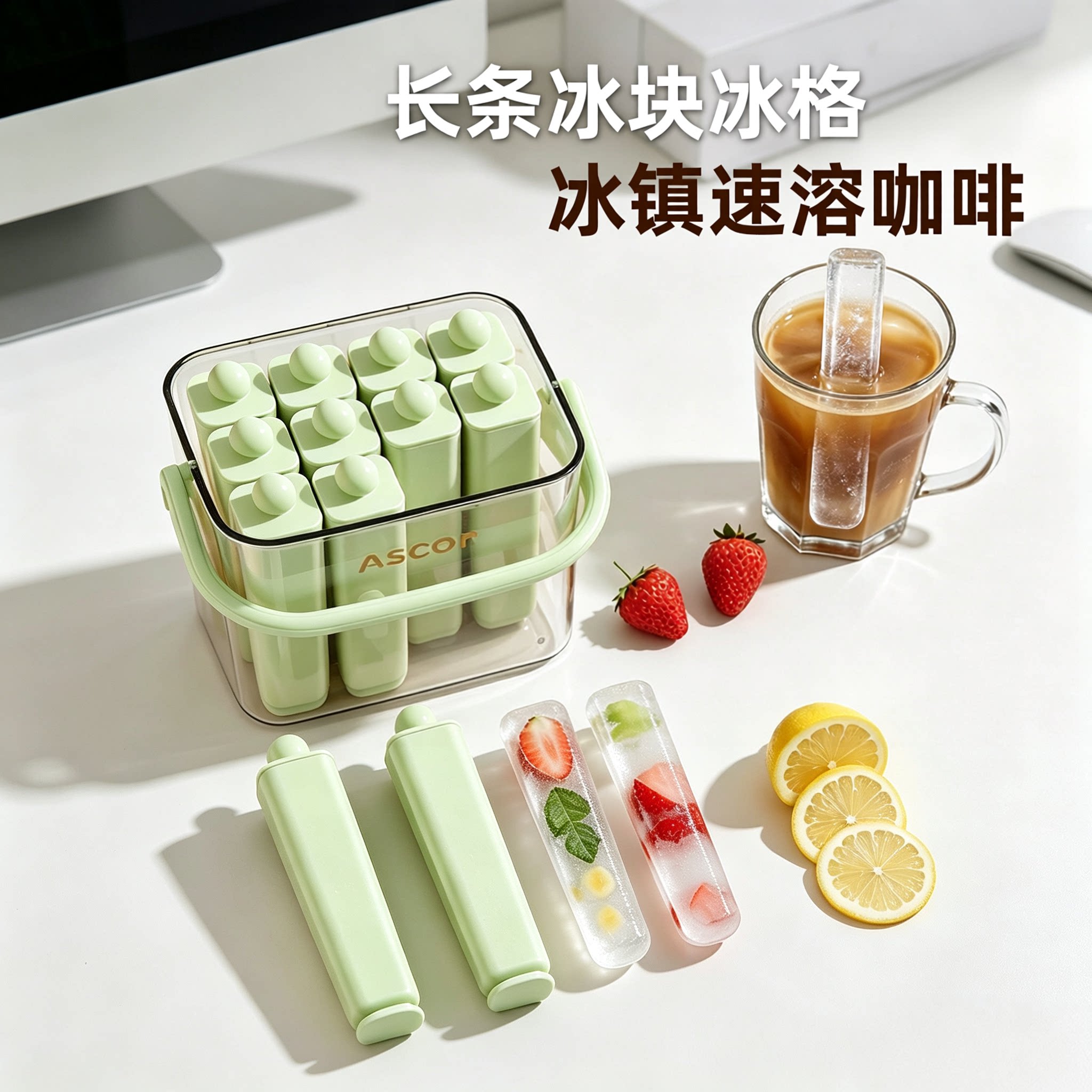 冰箱冷冻长条冰块模具夏季降温饮料冰镇速溶咖啡冰水上班族冰格