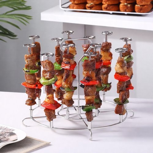 空气炸锅烧烤架厨房家用304不锈钢立式免翻面吊炉烤肉签子烤串架