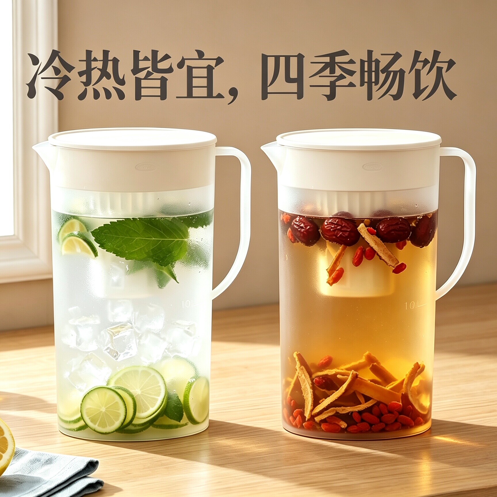 夏季大容量冷水壶冰箱侧门窄款凉水壶耐高温开水壶过滤茶壶果汁壶