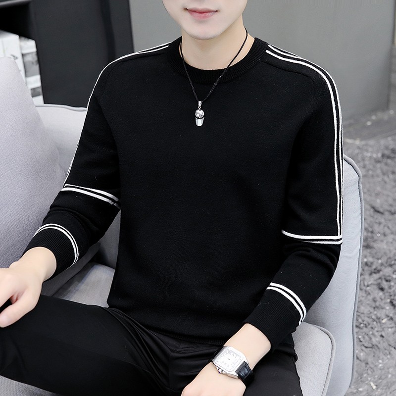圆领毛衣男修身秋冬季薄款针织衫