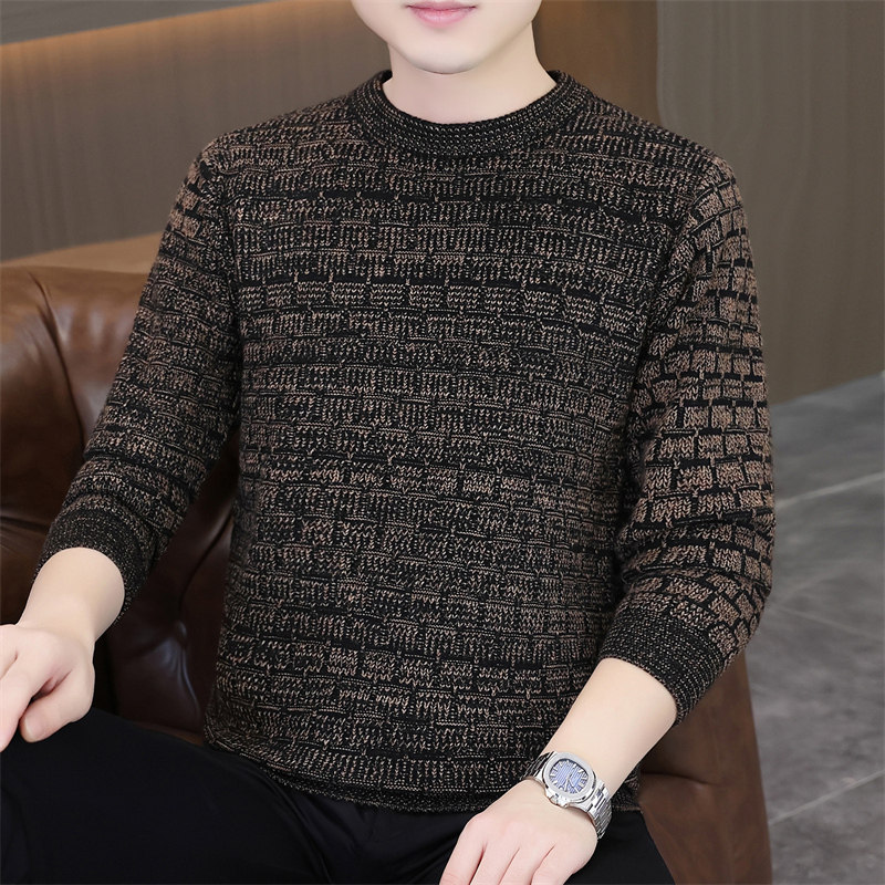 圆领编织复古毛衣男冬季潮牌高端