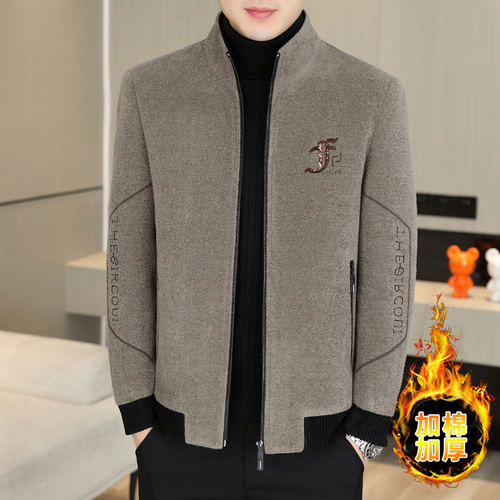 高品质毛呢外套男冬加绒加厚保暖