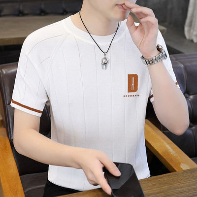 高级感夏季薄款冰丝短袖t恤男潮T