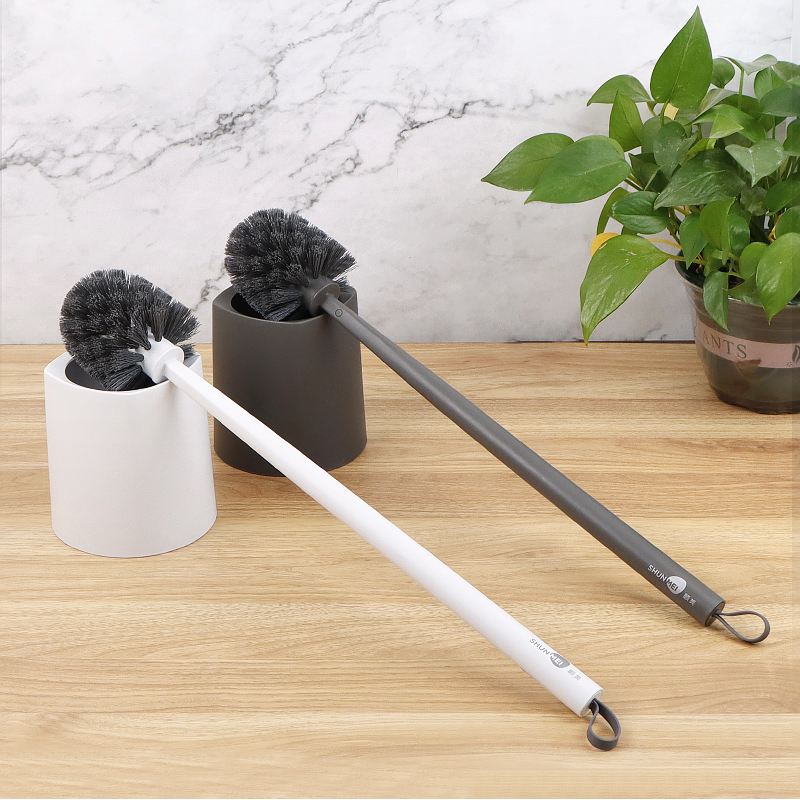 无死角长柄壁挂圆头马桶刷带底座