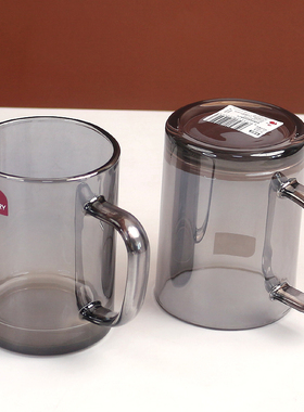 加厚烟灰色玻璃杯防爆耐高温把手水杯高颜值茶杯咖啡杯办公个人杯