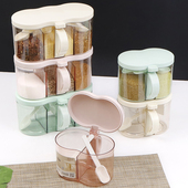 厨房调料盒盐罐一体多格套装 防潮塑料家用佐料盒味精调味罐收纳盒