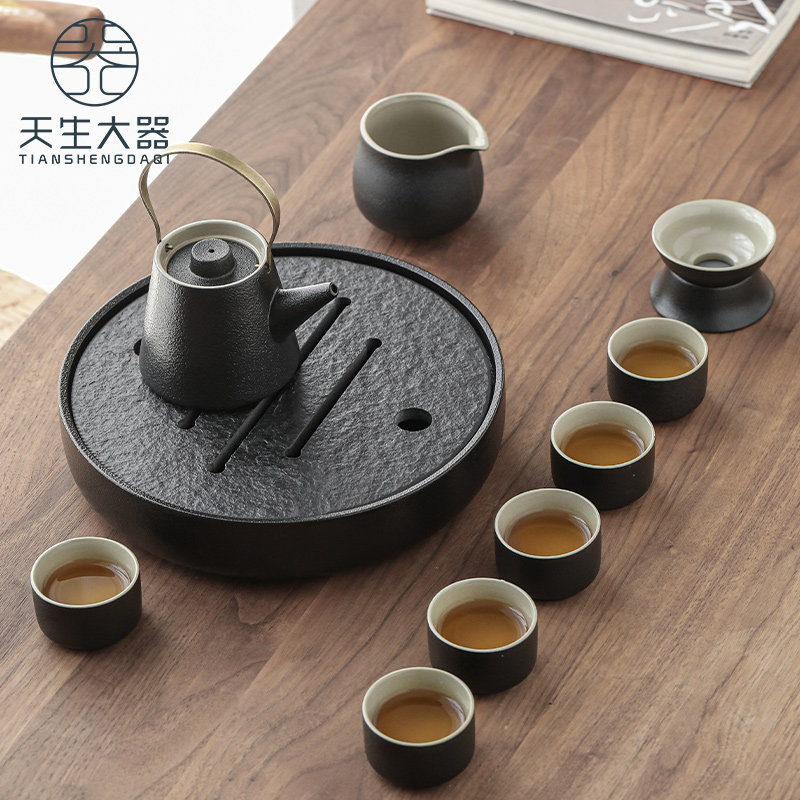 天生大器黑陶功夫茶具套装家用简约办公室会客厅乌金石茶盘小茶台|msdalam kategori pinggan mangkuk, set teh, Kung Fu teh - dari Buy2taobao.com untuk memberikan perkhidmatan ejen Taobao profesional membeli