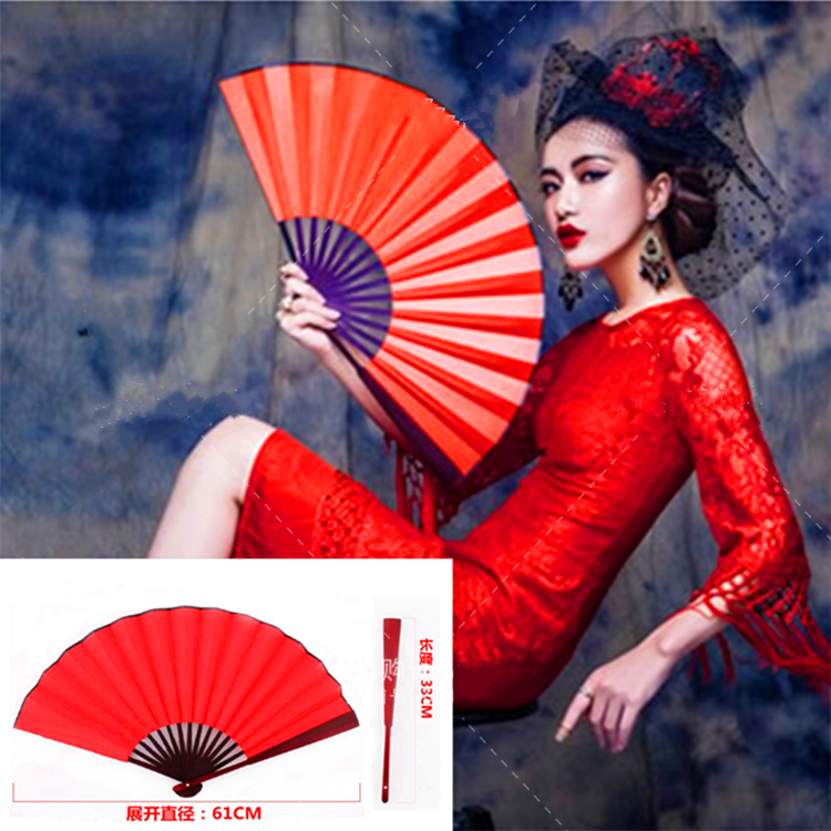 影楼古装仿古扇子拍照摄影道具红色女士纸扇子折扇中国风影楼道具