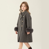 夹棉冬装 大童呢子大衣儿童洋气中长款 秋冬季 女童毛呢外套2026新款