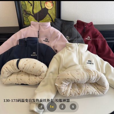 儿童冬季加绒棉服女童校服大童加绒夹棉加厚过冬神器男童休闲外套