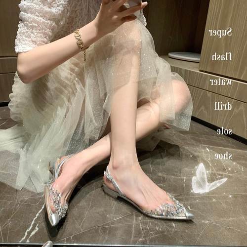 水钻羊皮性感仙女透明凉鞋