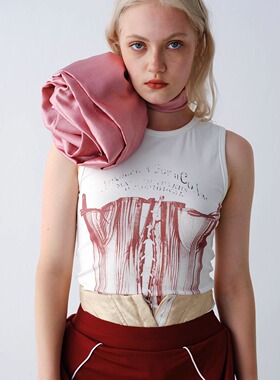 TMS studio 2025ss胸衣印花复古风T恤