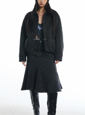 TMS STUDIO 春新 休闲宽松[causal]松紧下摆运动感羊毛外套