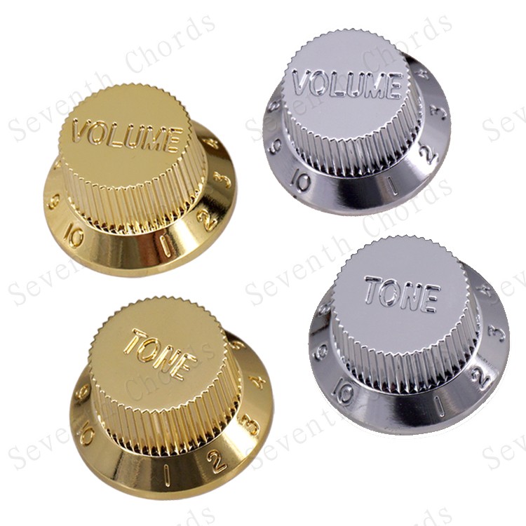 St Sq芬达电贝司吉他音量音色控制旋钮扭帽子电位器帽 银色金色