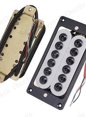 黑色黑框大磁柱双块双联电吉他双线圈拾音器Humbucker Pickup 4线