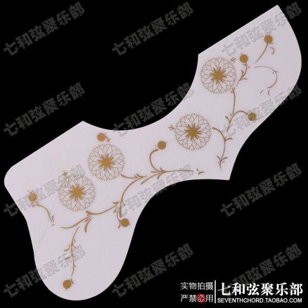 EJ200 民谣吉他护板 猫王纪念款木吉他面板保护板白色金花