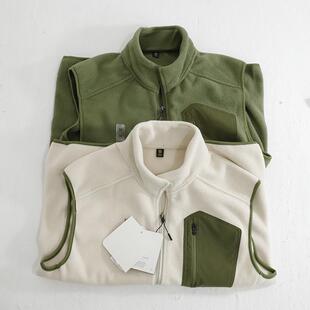 无袖 摇粒绒立领马甲男装 坎肩背心外套 撞色口袋 外单日系风春秋款