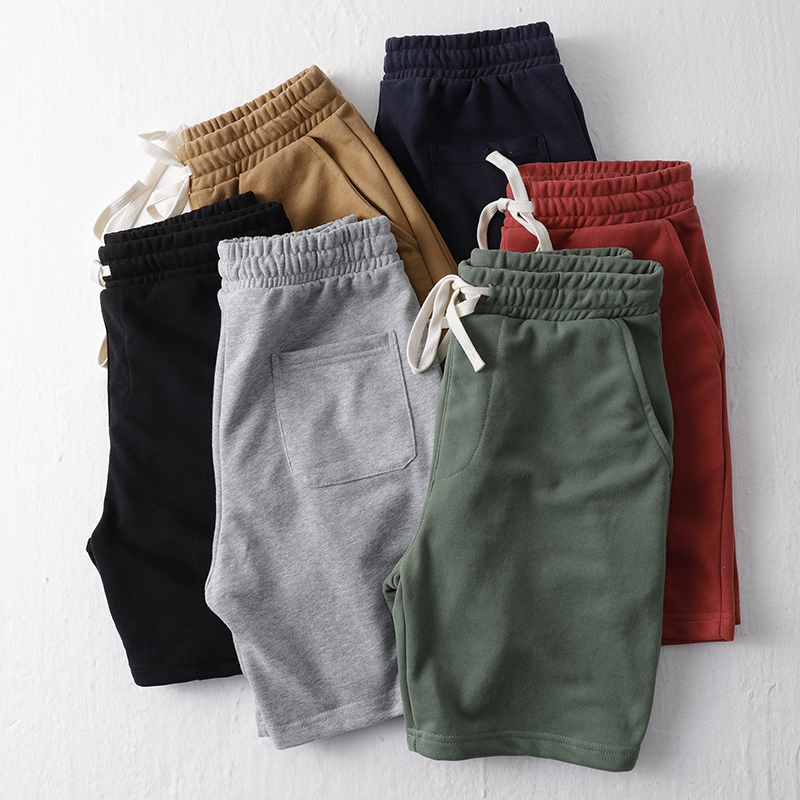 直筒针织毛圈卫裤短裤 男士五分裤纯棉全色休闲5分裤松紧腰沙滩裤