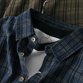 春秋季 男韩版 款 衬衫 帅气休闲衬衣外套 纯棉格子长袖 日系风文艺范