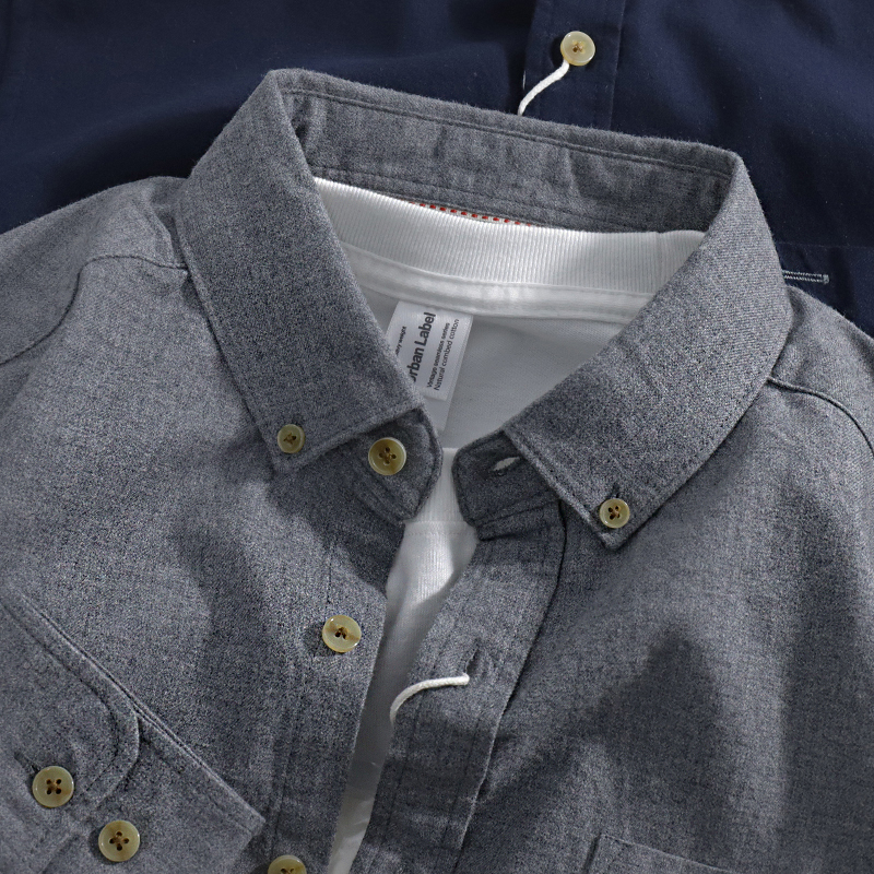 长袖港风休闲碳素磨毛长袖衬衫男